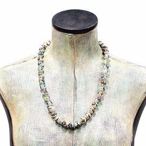 VTG 70's Chinese Hand Knotted Cloisonné Necklace